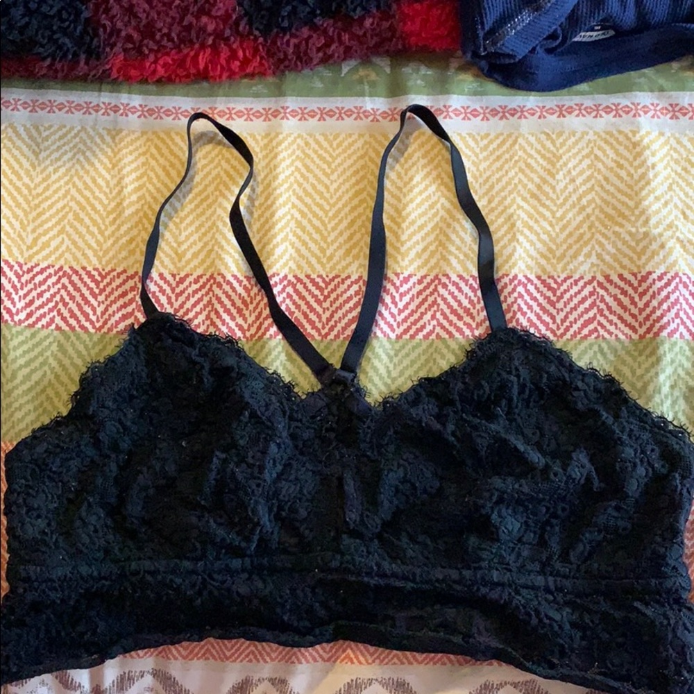Aerie, black lace racerback bralette, Size L